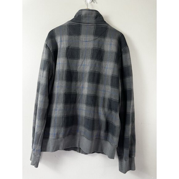 Mens Crewneck XL Gray Blue Plaid Zip Up Sweatshirt Jacket Preppy Academia Sporty - Picture 2 of 7
